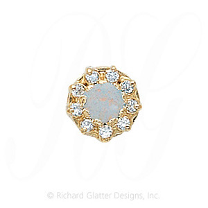 GS040 OP/D - 14 Karat Gold Slide with Opal center and Diamond accents 
